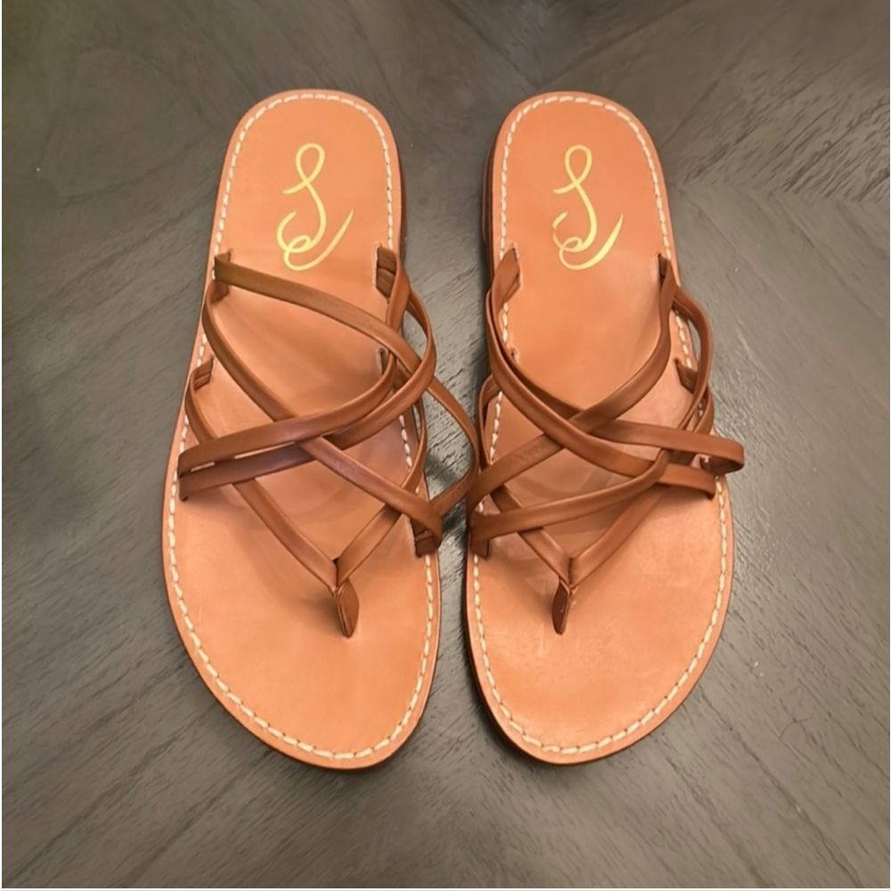 NWOT Sam Edelman Marinea Strappy Slide Sandal in Saddle Leather - 7.5M